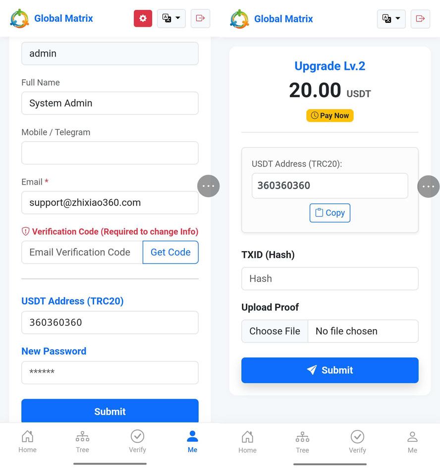 中英繁简三语全球互助3x8矩阵系统前端截图