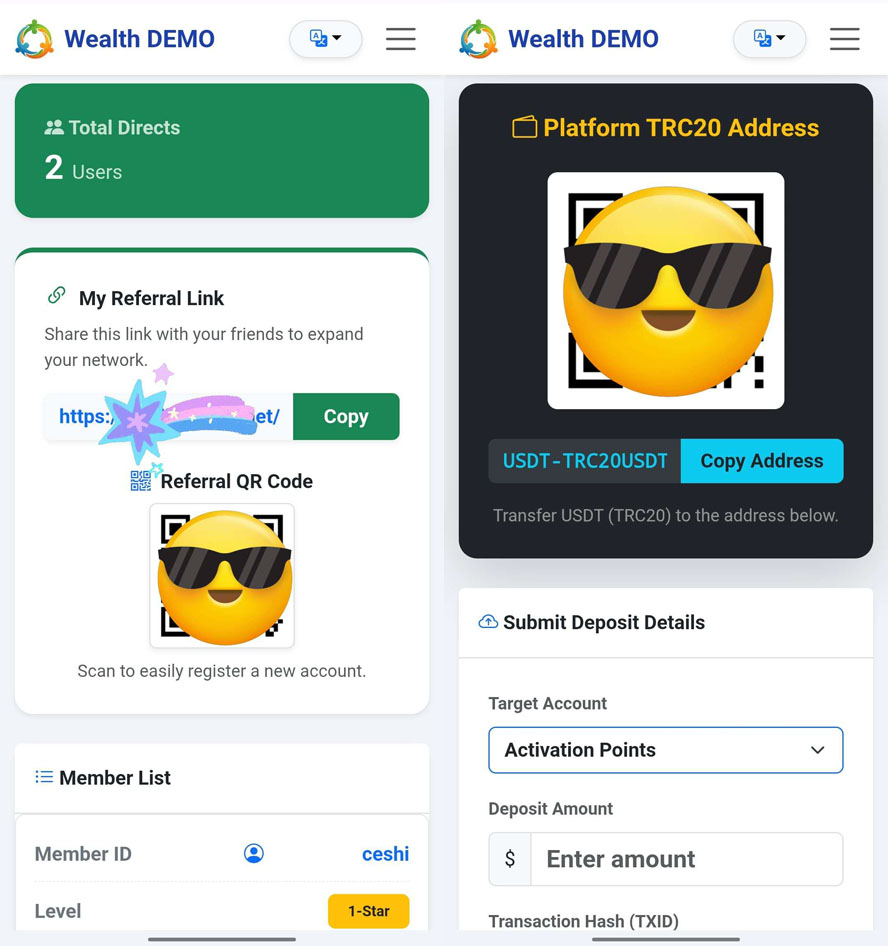 中英繁三语双轨电子股三进三出拆分盘系统前台截图