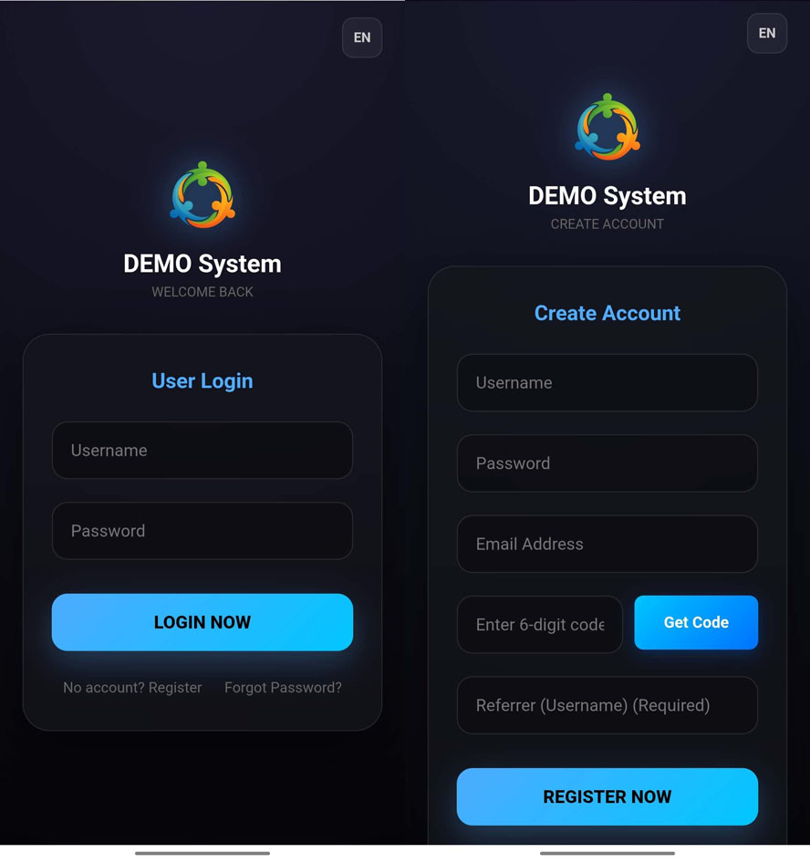 中英繁三语极差复利投资理财分红系统前台截图