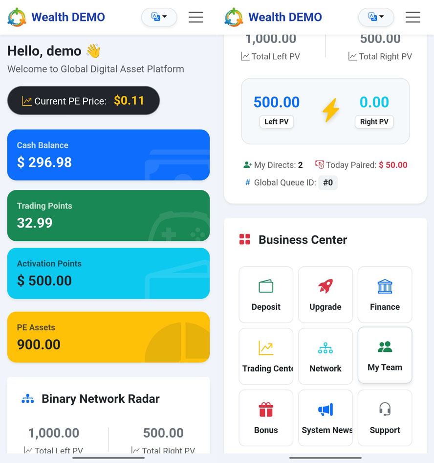 中英繁三语双轨电子股三进三出拆分盘系统前台截图